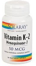 Solaray K2 (Menaquinone7) - 30 Vcaps Solaray K2 (Menaquinone7) - 30 Vcaps