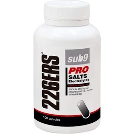 226ERS SUB9 PRO SALTS ELECTROLYTES 100 CAPS: Capsules of Salts and 40 mg of Caffeine - Gluten Free, Vegan and No Added Sugar - With Sodium, Potassium, Magnesium and Calcium - For Fasting Training - Hydration