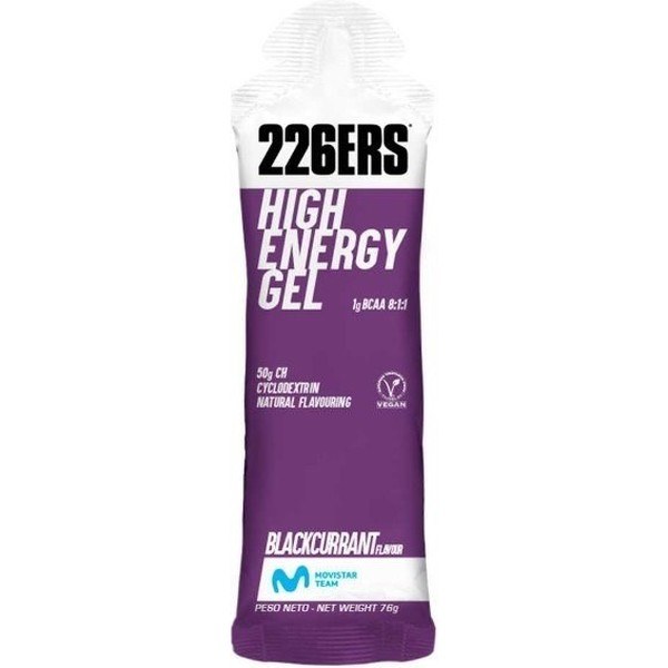 226ERS HIGH ENERGY GEL BCAA´S - 24 geles x 60 ml - Gel Energético Sin Gluten - Vegano - Con Ciclodextrina - 1g de BCAA y 50g de Hidratos de Carbono