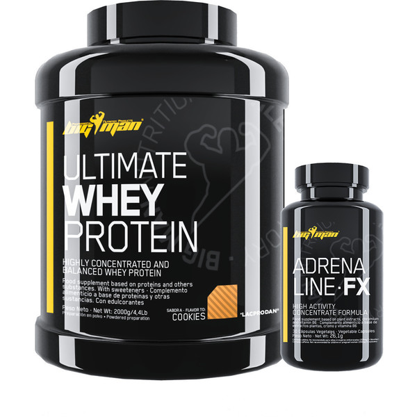 Pacote PRESENTE BigMan Ultimate Whey Protein 2 kg + Adrenaline FX 30 caps