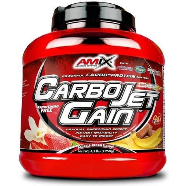 Amix CarboJet Gain 2,25 kg Proteínas Hidratos de Carbono y WPC, Contribuye al Aumento de Masa Muscular + Contiene Minerales y Enzimas Digestivas