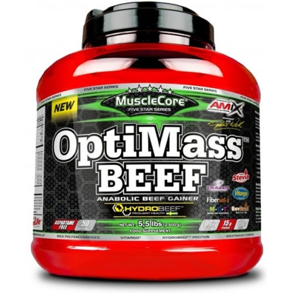 Amix MuscleCore OptiMass Beef Gainer 2,5 Kg - Perfecto para la Recuperación y Mantenimiento Muscular