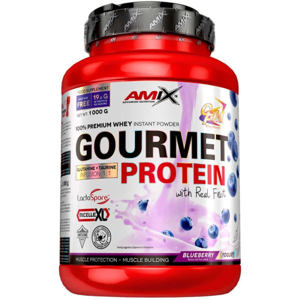 Amix Gourmet Protein 1 Kg - 100% Premium Whey Instant Power - Ayuda a Aumentar la Masa Muscular, Rica en Aminoácidos Esenciales