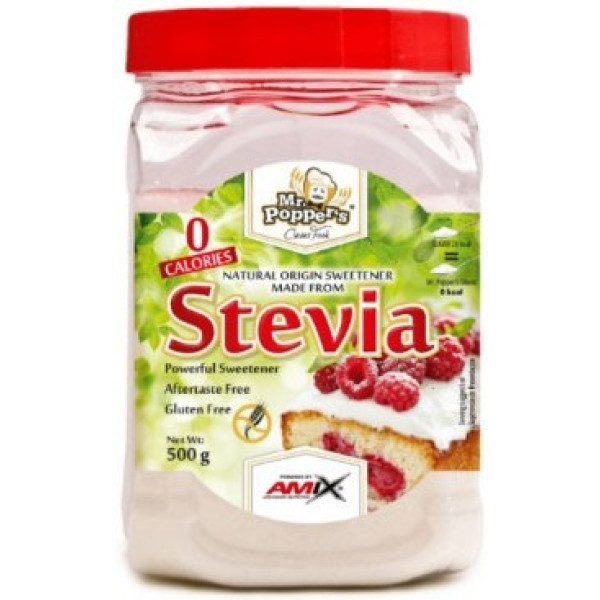 Amix Stevia Mr. Poppers 500 Gr - Endulzante Natural Producto Sin Calorías / Saborizantes sin Azúcar.