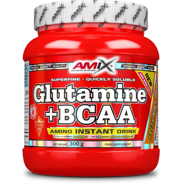 Amix Glutamine + BCAA 300 grammes d'acides aminés - Retarde la fatigue et accélère la récupération