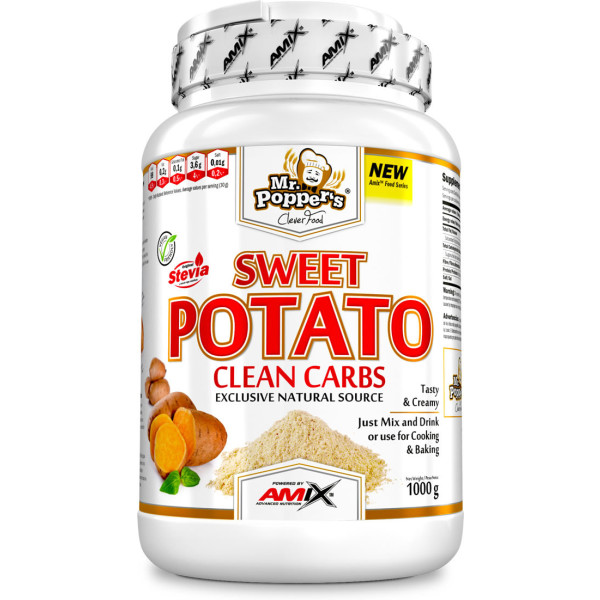 Amix Sweet Potato Clean Carbs 1 Kg - Harina de Boniato en Polvo, Rica en Hidratos de Carbono / Ideal para Batidos y Recetas