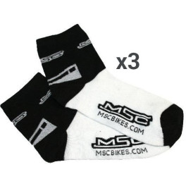 Msc Calcetines 100% Algodón Blanco / Negro 3 pares