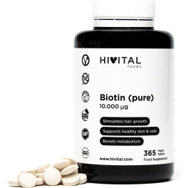 Hivital Biotina 10.000 Mcg  365 Comprimidos Veganos Para Todo Un Año