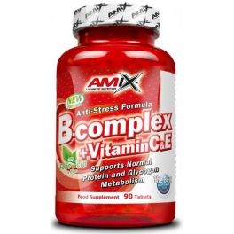 Amix B-Complex 90 tabs + vitamin C&E, Suplemento Vitamínico, Aporta Ácido Fólico y Zinc
