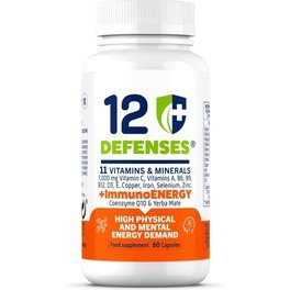 Vitaminas para el Cansancio con Coenzima Q10 y Yerba Mate 60 Cápsulas Veganas 12 Defenses