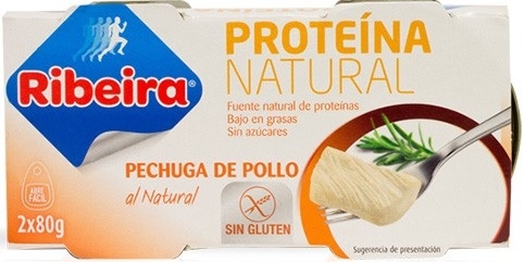 Ribeira Proteína Natural Pechuga de Pollo al Natural 2 latas x 80 gr Ribeira Proteína Natural Pechuga de Pollo al Natural 2 latas x 80 gr