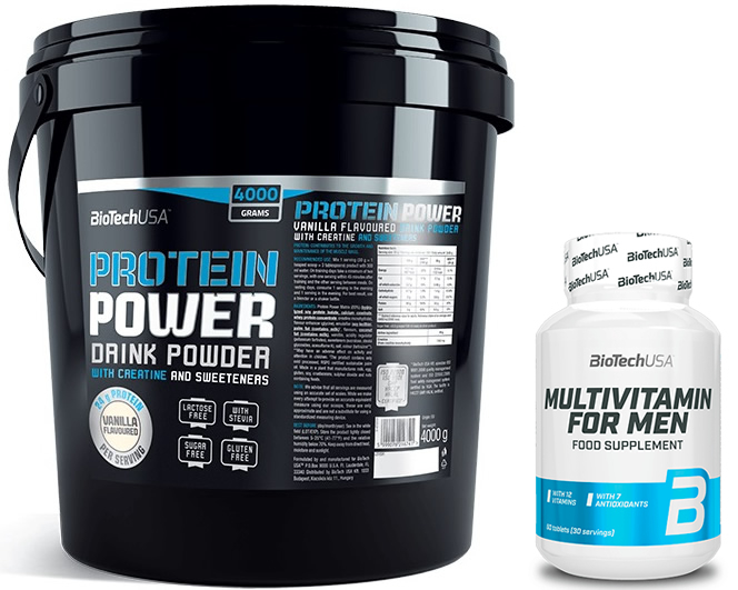 Pack BioTechUSA Protein Power 4000 gr + Multivitamin for Men 60 tabs Pack BioTechUSA Protein Power 4000 gr + Multivitamin for Men 60 tabs