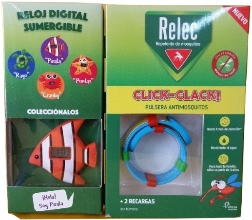 Relec Relepente de Mosquitos Pulsera Antimosquitos 2 Recambios + Reloj Pirata Regalo Relec Relepente de Mosquitos Pulsera Antimosquitos 2 Recambios + Reloj Pirata Regalo