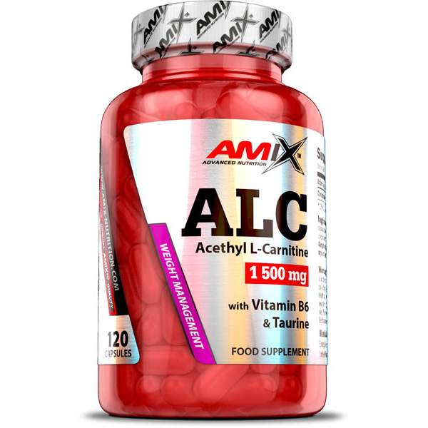 Amix Carniline ALC 120 caps - Draagt bij tot het verlies van lichaamsvetmassa Bevat Acetyl-L-Carnitine, Taurine en Vitamine B6