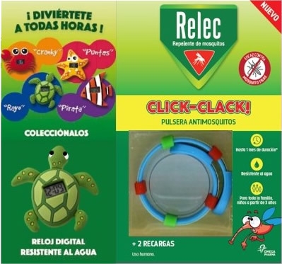 Relec Relepente de Mosquitos Pulsera Antimosquitos 2 Recambios + Reloj Rayo Relec Relepente de Mosquitos Pulsera Antimosquitos 2 Recambios + Reloj Rayo