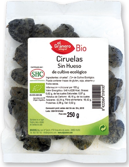 El Granero Integral Ciruelas sin Hueso Bio 250 gr El Granero Integral Ciruelas sin Hueso Bio 250 gr