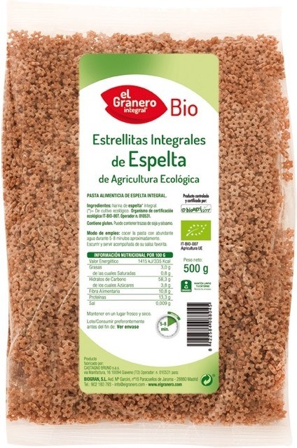 El Granero Integral Estrellitas de Espelta Integral Bio 500 gr El Granero Integral Estrellitas de Espelta Integral Bio 500 gr