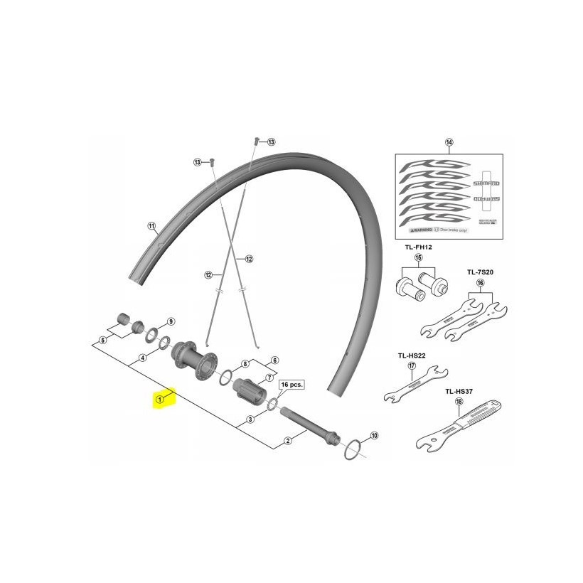 Shimano Eje Completo Rueda Wh-rs170rs470rs170 Shimano Eje Completo Rueda Wh-rs170rs470rs170