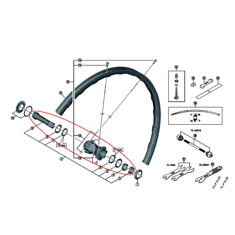 Shimano Eje Completo Wh-m9000-tl-f15-29 Shimano Eje Completo Wh-m9000-tl-f15-29