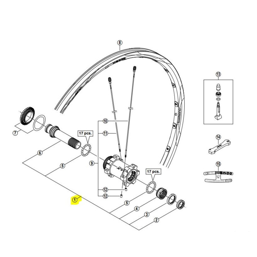 Shimano Eje Completo Buje Rueda Whm778 Et15 Shimano Eje Completo Buje Rueda Whm778 Et15