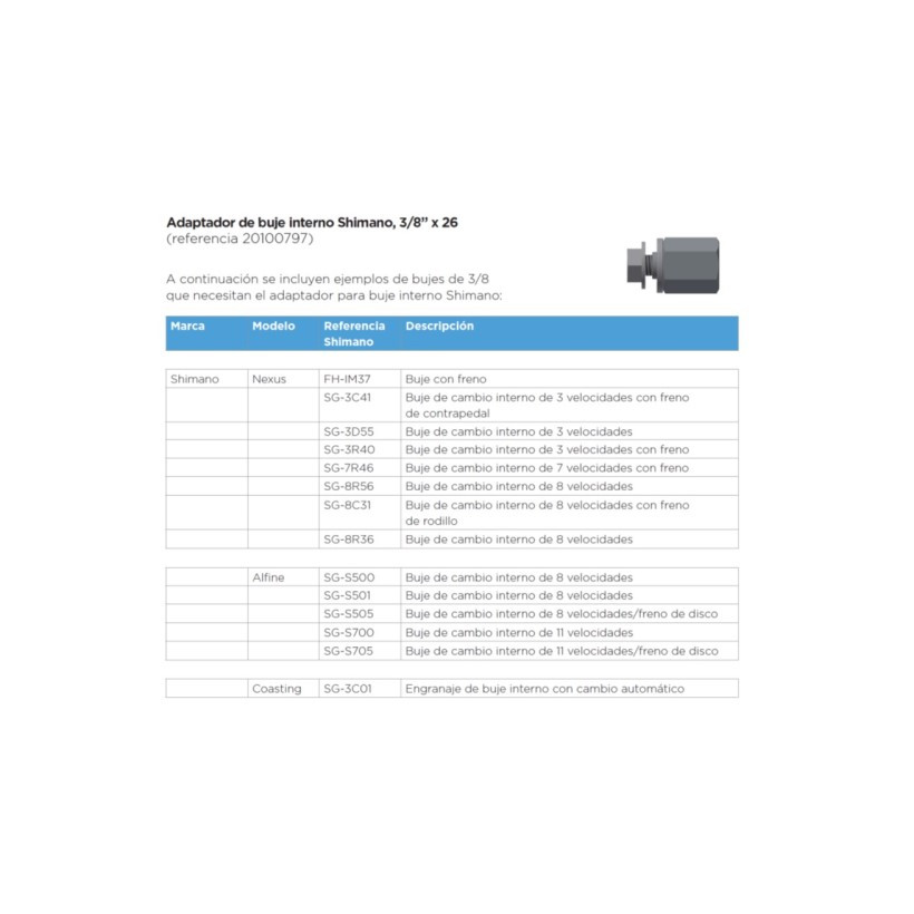 Thule Adaptador Eje Buje Interno Shimano 3/8"x Thule Adaptador Eje Buje Interno Shimano 3/8"x