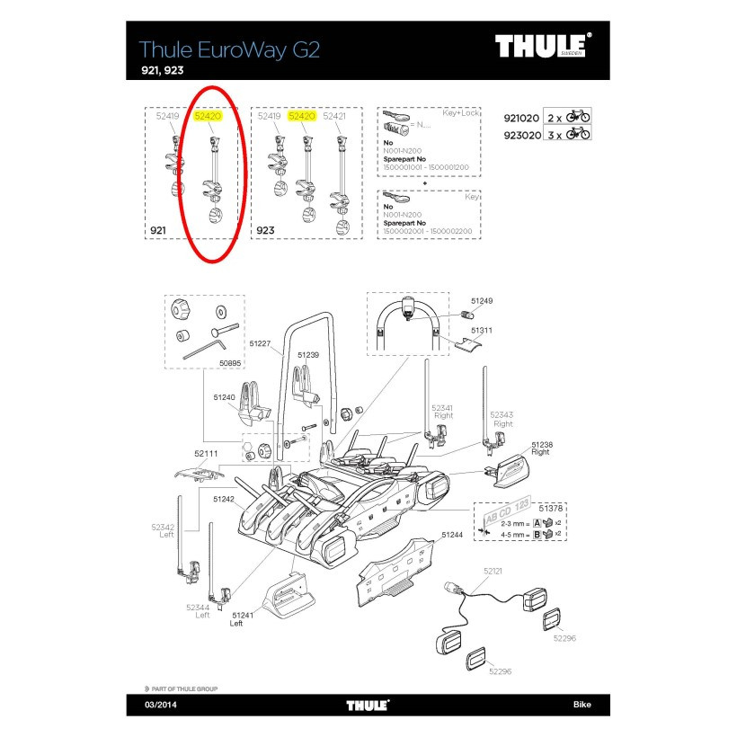 Thule Brazo Bici Medio 302mm.s/cerradura Thule Brazo Bici Medio 302mm.s/cerradura