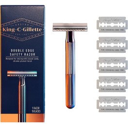 Gillette King Double Edge Rasierhobel + 5 Klingen Herren