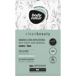 Body Natur Clean Beauty Bandes de cire pour le visage Peau sensible Unisexe
