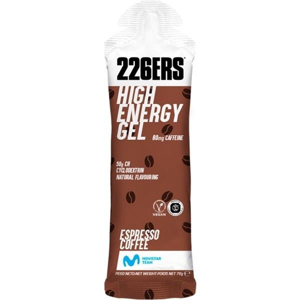 226ERS High Energy Gel Caffeine - 1 Gel x 60 ml - Gel Energetico Caffu00e8 Espresso Senza Glutine - Vegan - Con Ciclodestrine - 80mg di Caffeina e 50g di Carboidrati