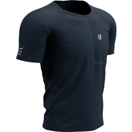 Compressport Camiseta Training Tshirt Ss - Born To Swimbikerun 2021 Azul Marino/verde
