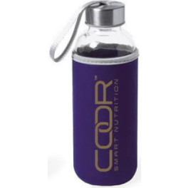 Garrafa de vidro Coor Smart Nutrition da Amix 420 ml com tampa lilás