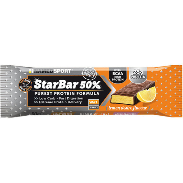 Namedsport Barrita Starbar 50% Protein Antes/despues Limon 50 Gr (24 Unidades)