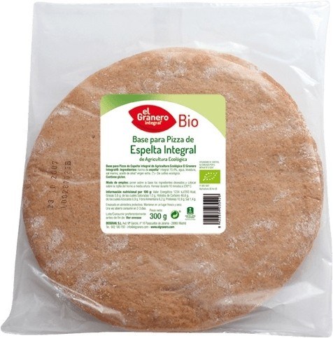 El Granero Integral Bases de Espelta Integral para Pizza Bio 2 Und. 300 gr El Granero Integral Bases de Espelta Integral para Pizza Bio 2 Und. 300 gr