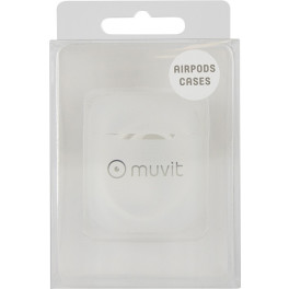 Muvit Funda Apple Airpods Silicona + Colgante Cuello Transparente
