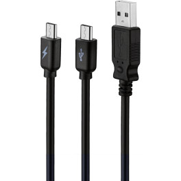 Muvit Cable Usb-doble Micro Usb 3a 2m (1 Carga + 1 Carga Y Datos) Negro