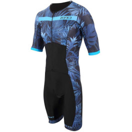 Zone3 Traje De Triatlón Men's Activate+ Tropical Palm Short Sleeve Full Zip Navy/azul
