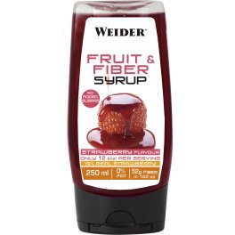 Weider Fruit & Fiber Sirop Strawberry 250 Ml - Sirop de fraise à faible teneur en sucre + 49% de fibres Avec de vrais fruits.