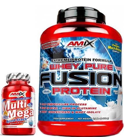 Pack Amix Whey Pure Fusion 2,3 kg + Multi Mega Stack 30 tabs Pack Amix Whey Pure Fusion 2,3 kg + Multi Mega Stack 30 tabs