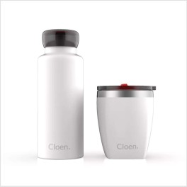 Cloen. Set Oficina (botella Termica + Mug) Triple Aislamiento Blanco