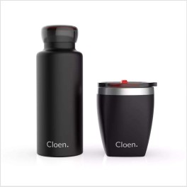 Cloen. Set Oficina (botella Termica + Mug) Triple Aislamiento Negro