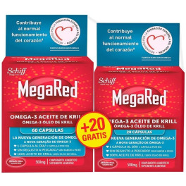Megared Cápsulas De Omega 3 Aceite De Krill + 20 Cápsulas Gratis -