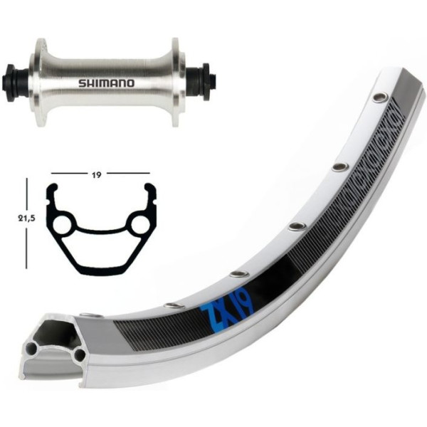 Exal Rueda Delantera 26x1.75 Winora Zx 19 Shimano Tx 800 36 Agujeros Qr 100 Mm Plata Mate (559-19)