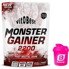 Pack REGALO VitOBest Monster Gainer 2200 7 kg + Bulevip Shaker Mezclador Rosa - 300 ml