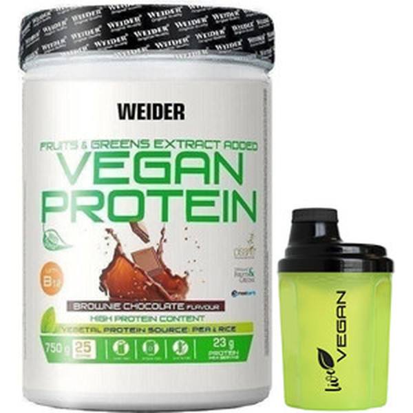 Pack REGALO Weider Vegan Protein 750 gr + Shaker Nano Vegan Verde 300 ml