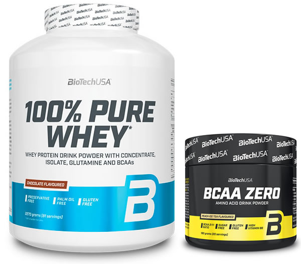 Pack BioTechUSA 100% Pure Whey 2270 gr + BCAA Zero 180 gr Pack BioTechUSA 100% Pure Whey 2270 gr + BCAA Zero 180 gr