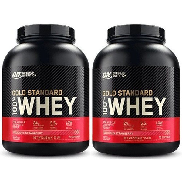 Optimum Nutrition Proteína On 100% Whey Gold Standard 2 Botes x 5 Lbs (2,27 Kg)