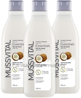 Mussvital Essentials Pack Familiar Gel de Baño Coco 3 botes x 750 ml Mussvital Essentials Pack Familiar Gel de Baño Coco 3 botes x 750 ml