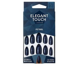 Elegant Touch Polished Colour 24 Nails With Glue Stiletto Petrol Unisex