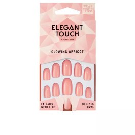Elegant Touch Polished Colour 24 Nails With Glue Oval Glowing Apricot Unisex