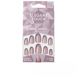 Elegant Touch Polished Colour 24 Nails With Glue Oval Mave Madness Unisex